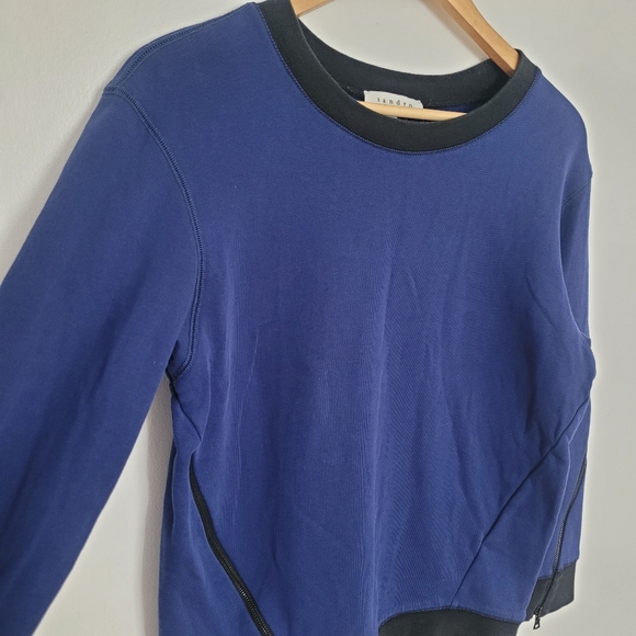 Sandro Blue Sweater Zipper Details Size 1 (Small) Cotton - Picture 2 of 8